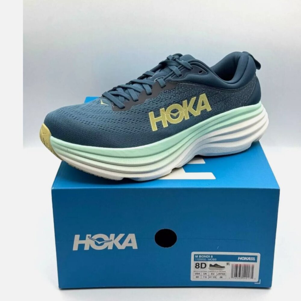 Men's HOKA Bondi 8 - Color: Midnight Ocean Bluesteel - NEW NEW NEW - Picture 2 of 5